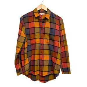 Madewell Womens Flannel Shirt Plaid Long Sleeve Button Down S Small Fall Colors